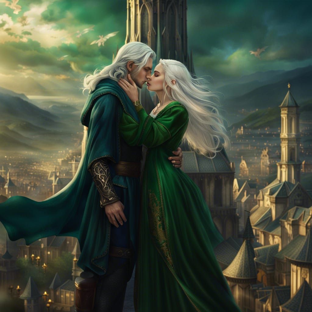 Fantasy Kiss on a Medieval Tower Top