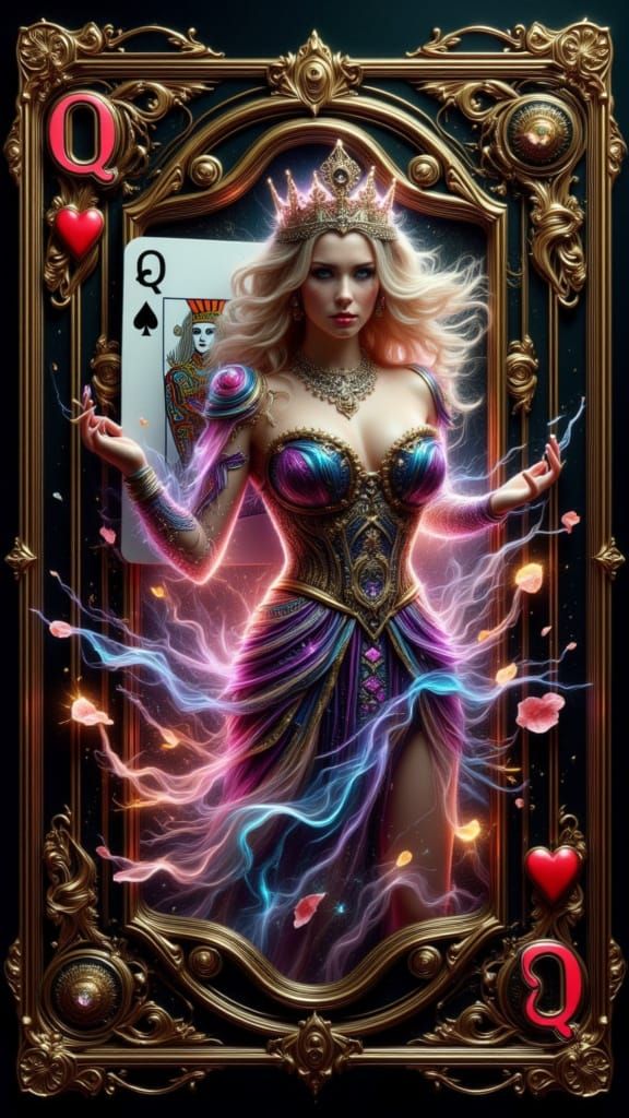 Queen of Clubs Emerges: A Digital Card Illustration