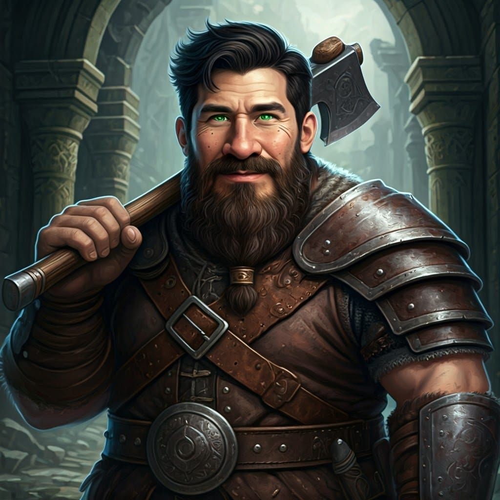 Heroic Fantasy Dwarf in Magical Ruins