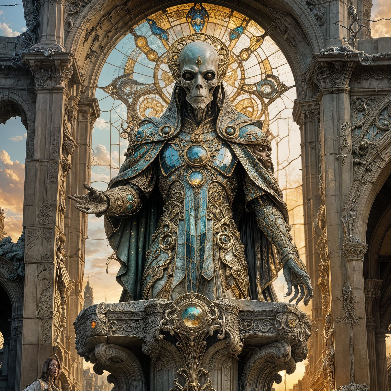Ethereal Alien Messiah in Art Nouveau Style