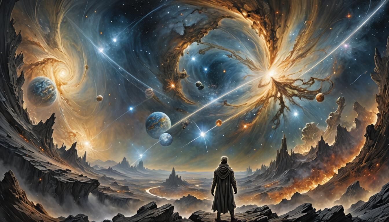 Cosmic Confluence: Surreal Galaxies in Panoramic Illustratio...