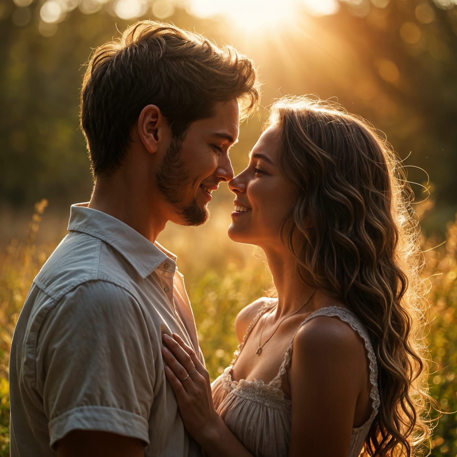 Romantic Couple in Sunlight: A Study in Emotional Connection