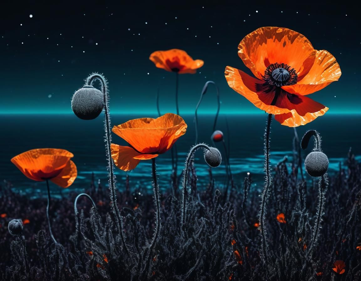 Ethereal Black Figure in Surreal Abstract Art