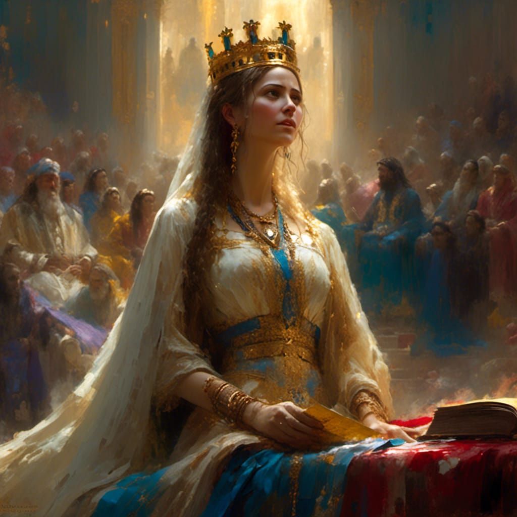 Queen Esther Pleads Before the King: Biblical Scene