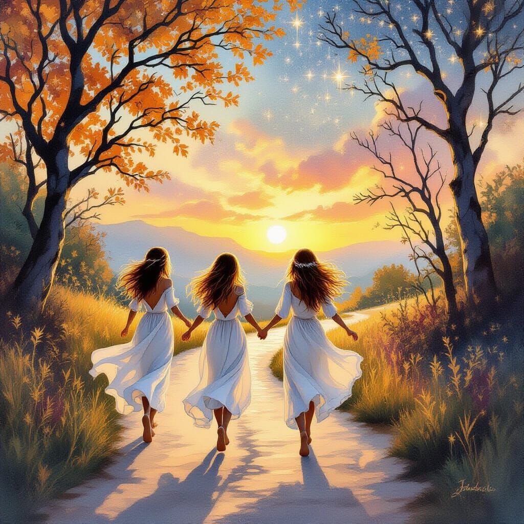 Ethereal Fairies in a Sunset Dreamscape
