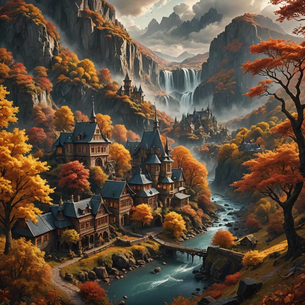 Epic Autumn Landscape Digital Matte Painting