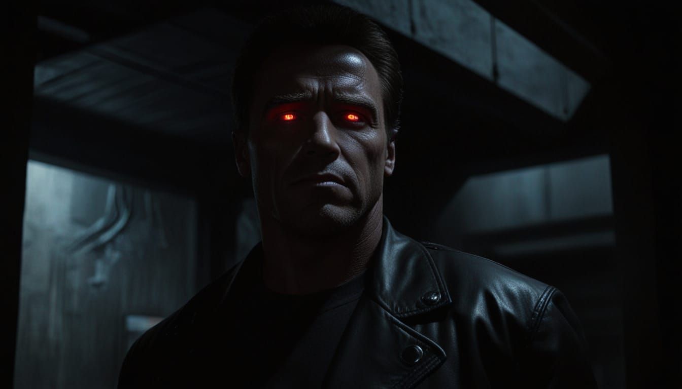 Arnold Schwarzenegger as Terminator in Cyberpunk Shadow