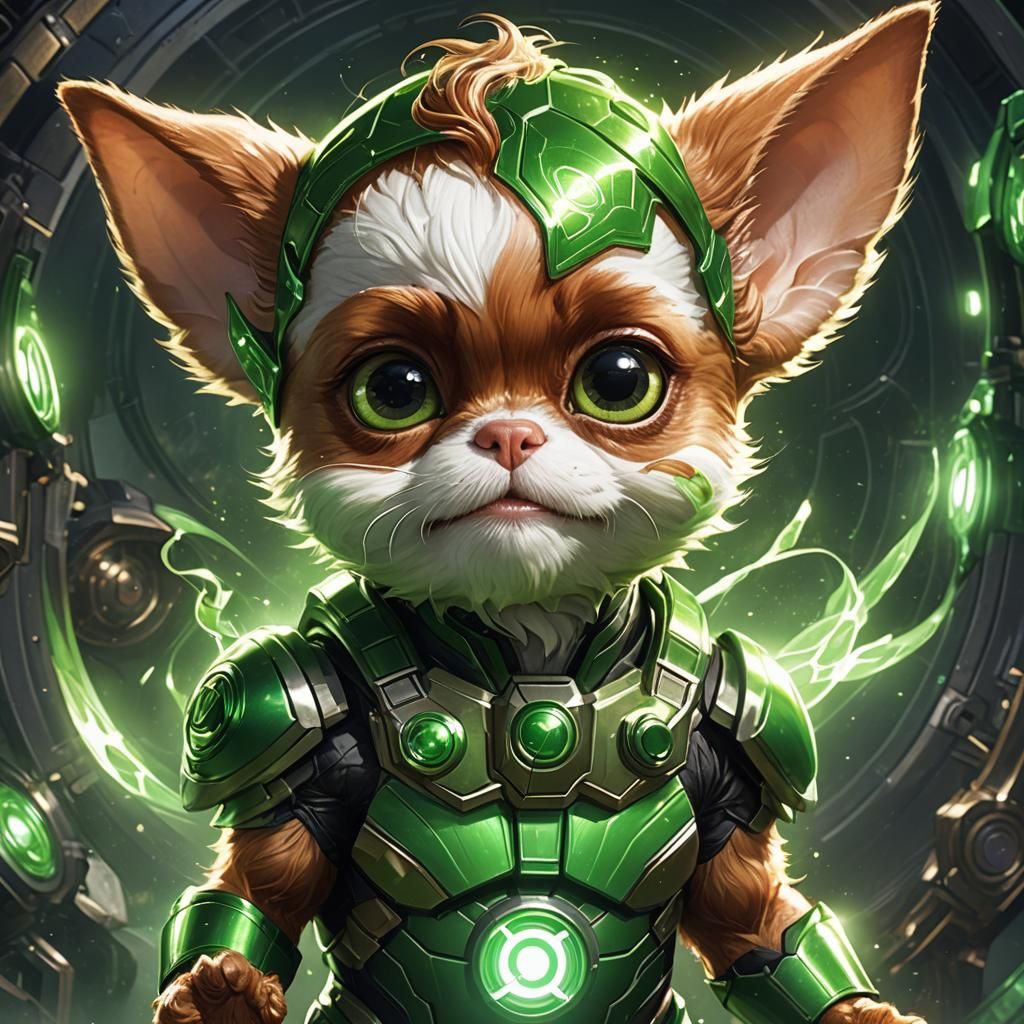 Cute Baby Gizmo Green Lantern Portrait: Artgerm Style