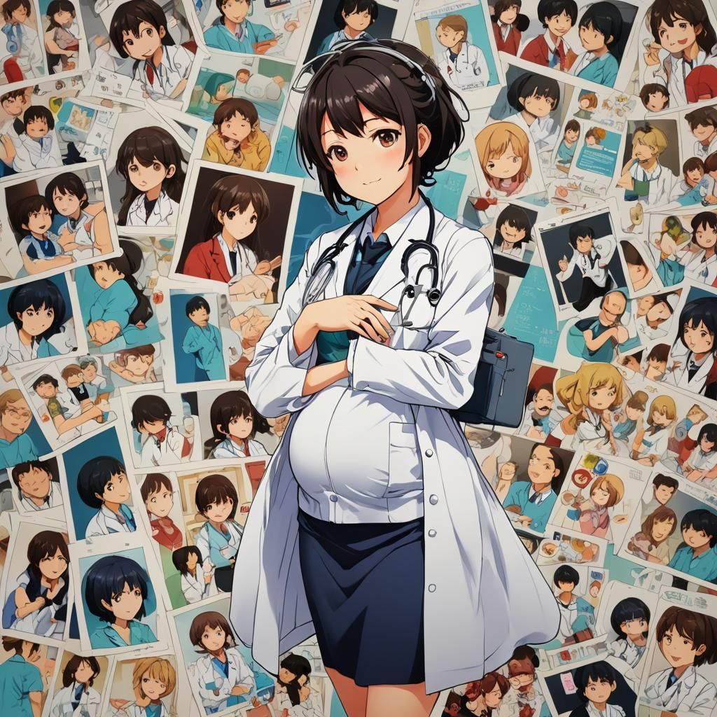 Pregnant Doctor in Anime Style