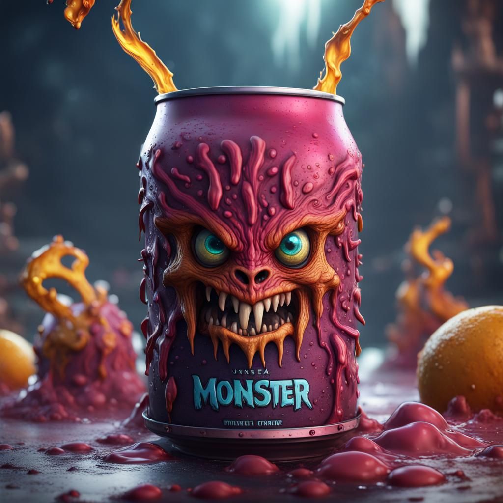 Detailed Matte Painting of Monster Drink Can