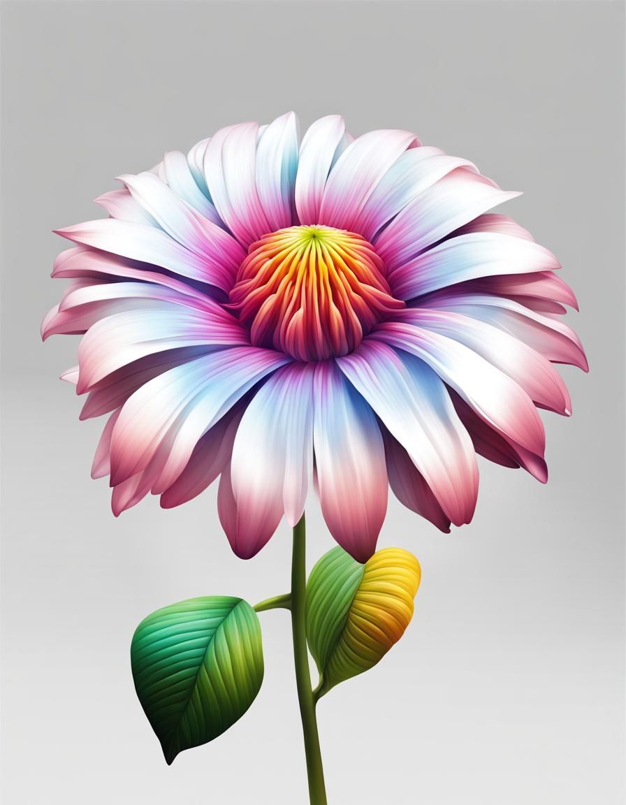 Futuristic Flower Isolated on White: Hyperrealistic Detail