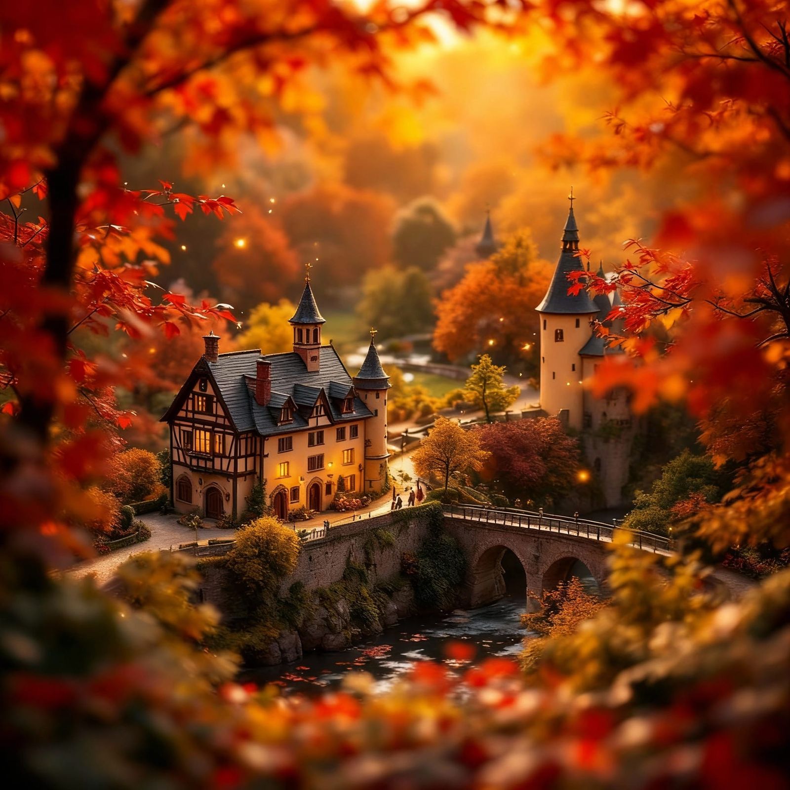 Miniature Burg Eltz in Autumnal Golden Light