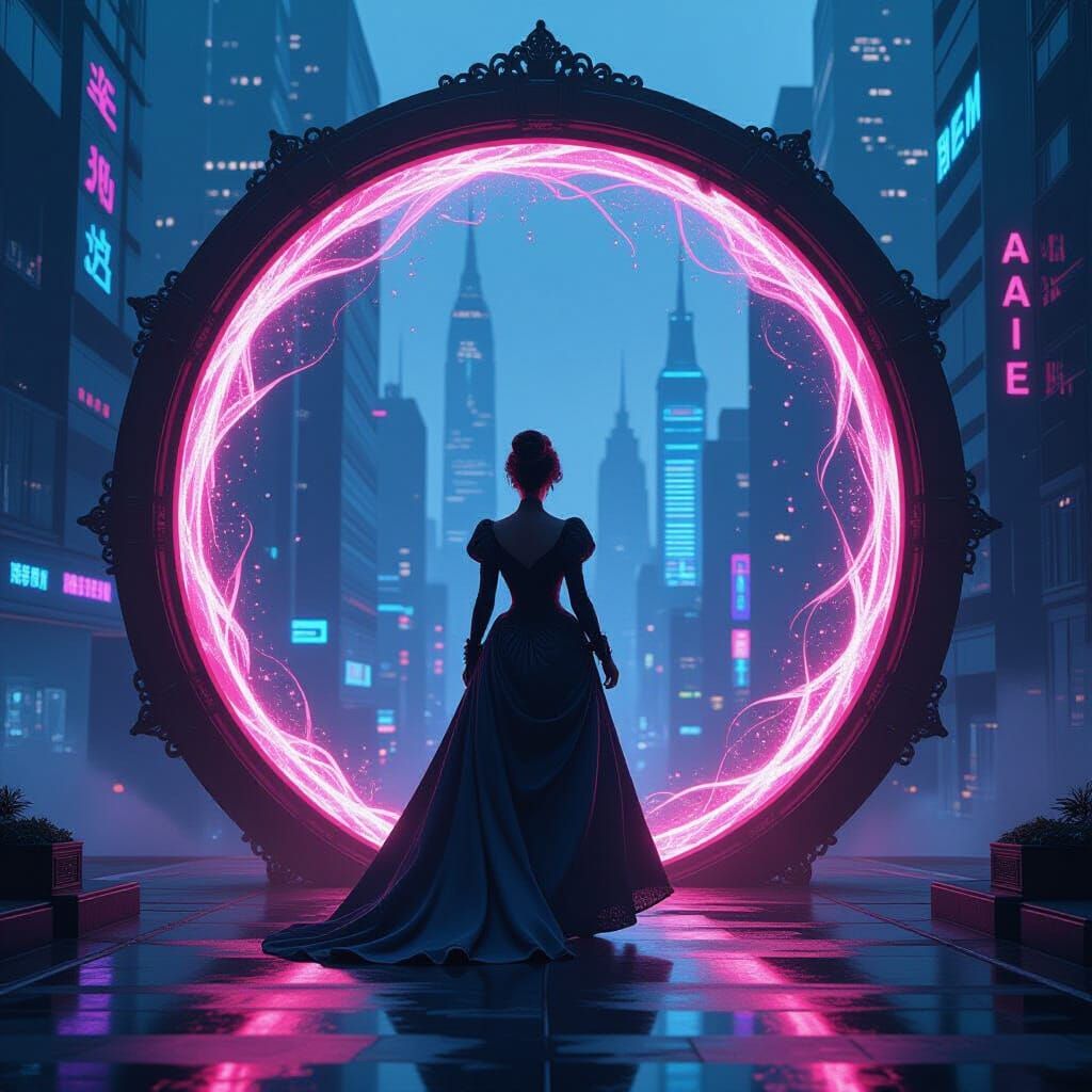 Victorian Lady Time Travels to Cyberpunk Future