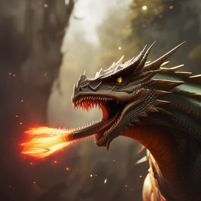 Fiery Dragon Portrait in Hyperdetailed Style