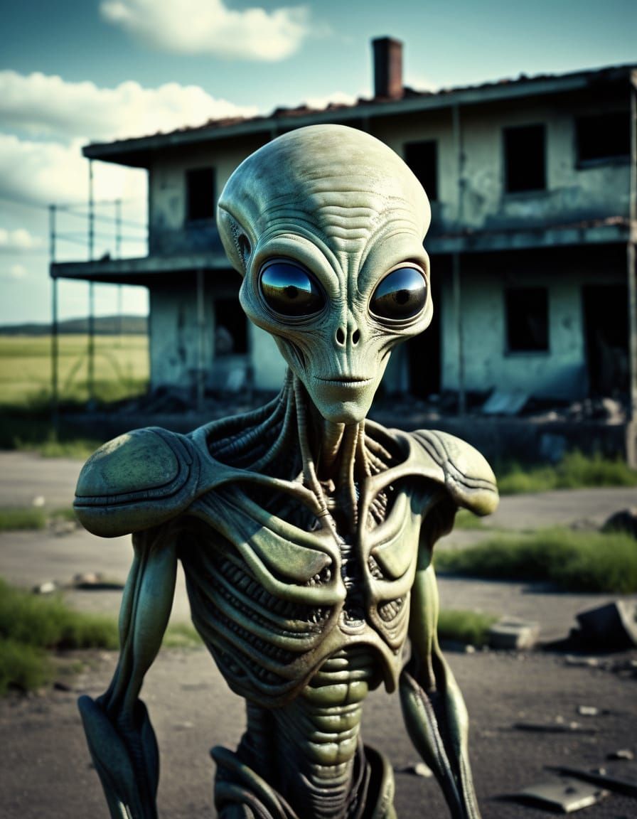 Hyperrealistic Alien Portrait in Sci-Fi Style