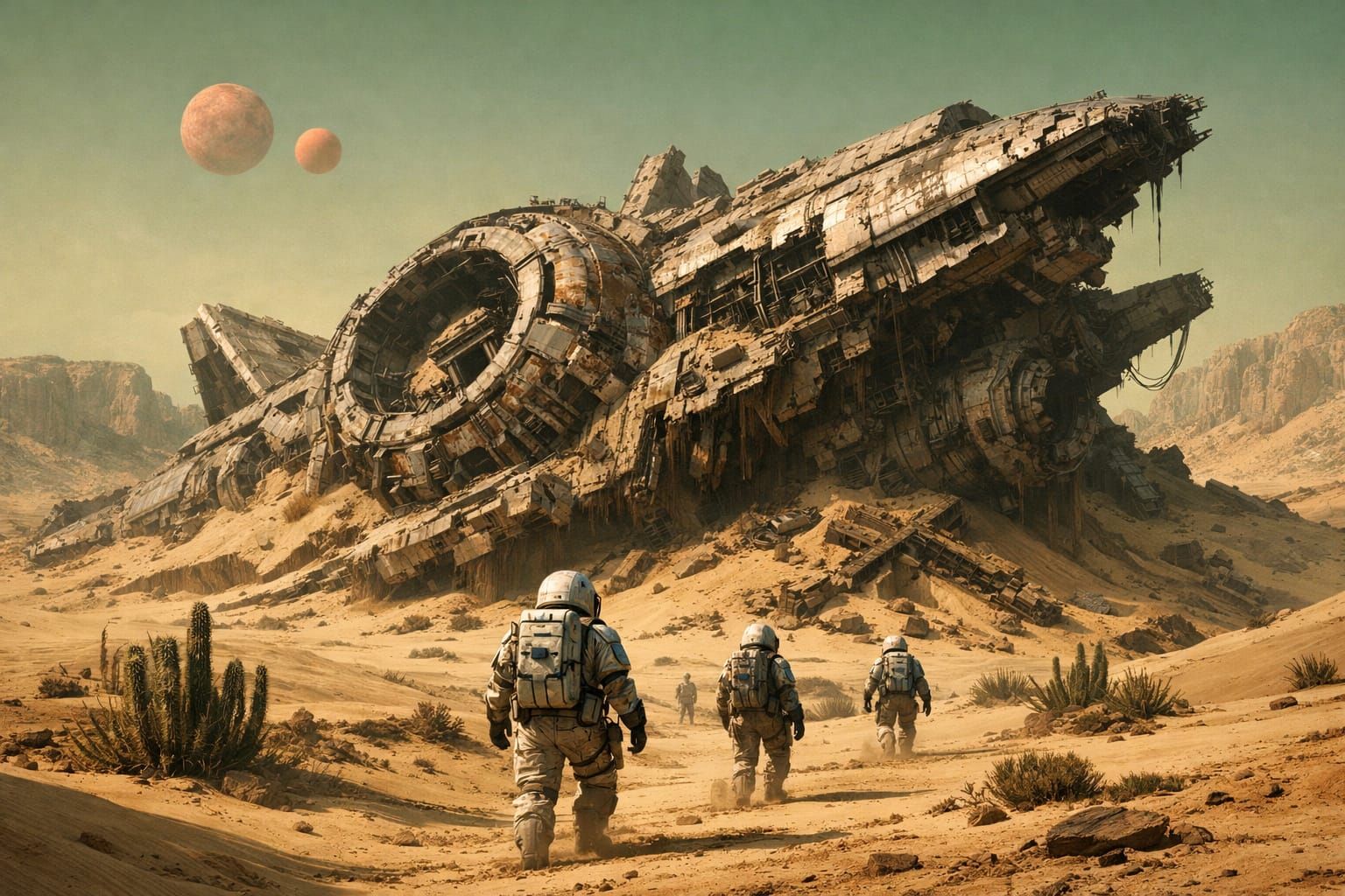 Ancient Spaceship Discovery on Alien Desert Planet