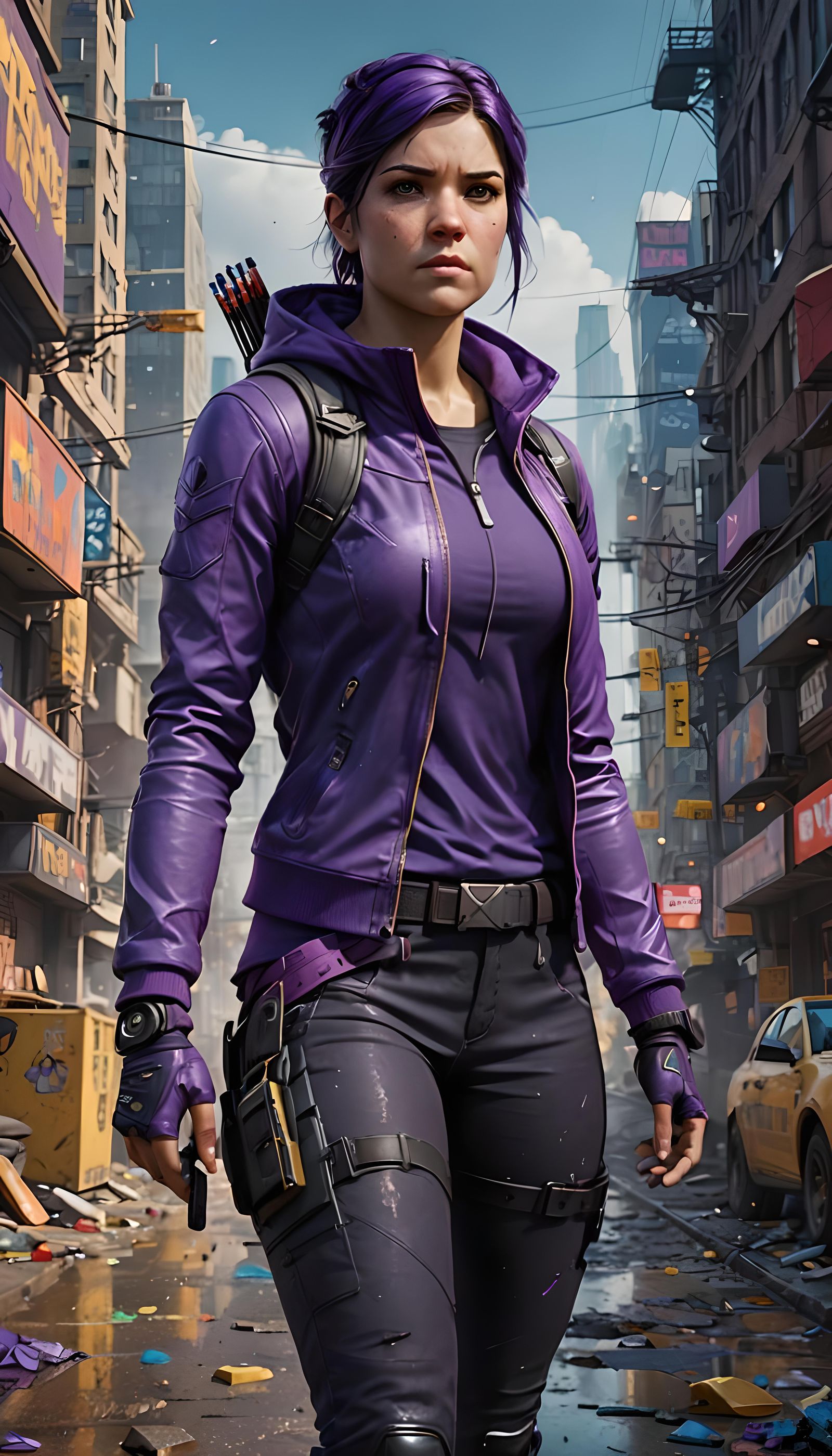Kate Bishop Antiheroine in Detailed Matte Painting