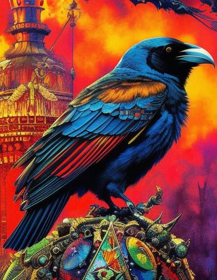 Explosive Raven: Maximalist Digital Poster Art
