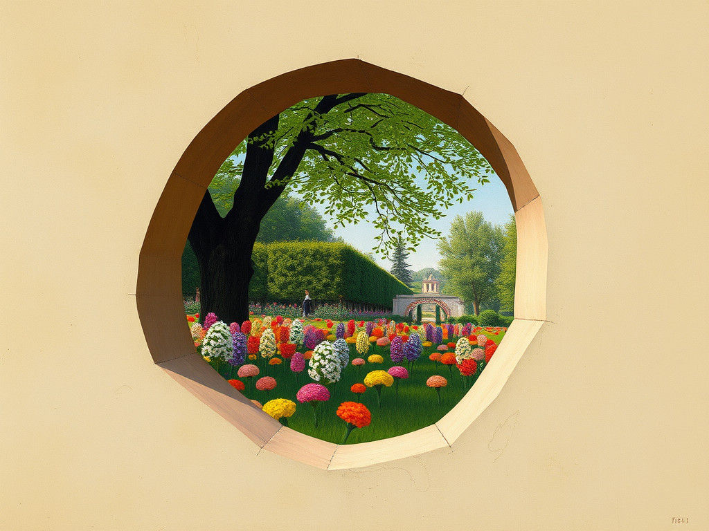 Garden View Through Wall: Art Nouveau Style