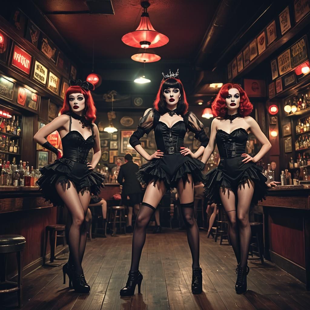 Gothic Roadhouse Dancers in Graphic Novel Style