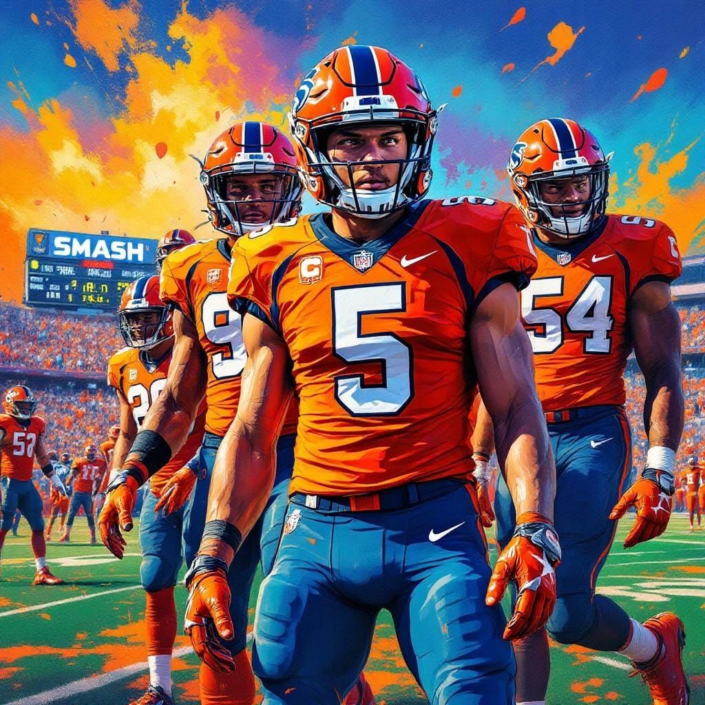 American Football Team in Graffiti Street Art Style