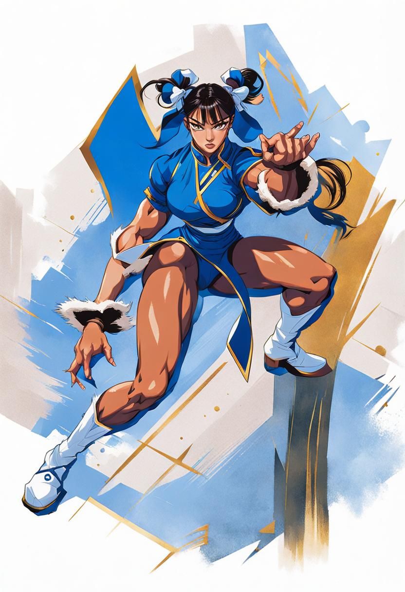 Chun Li Bodybuilder Concept Art Illustration