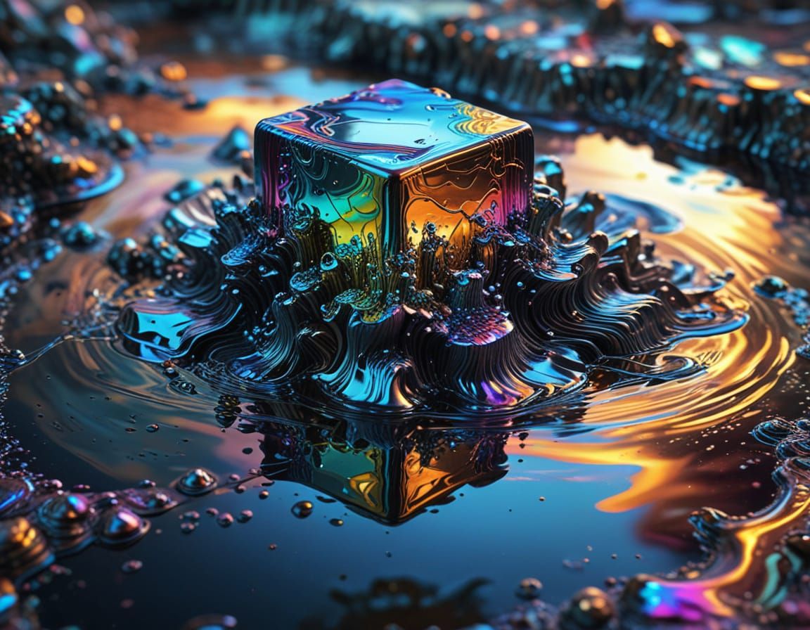 Ethereal Bismuth Ocean in Vibrant, Shimmering Colors