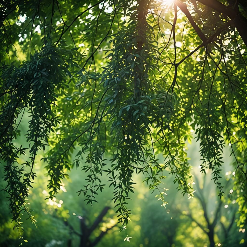 Dreamlike Light Through Leafy Curtain