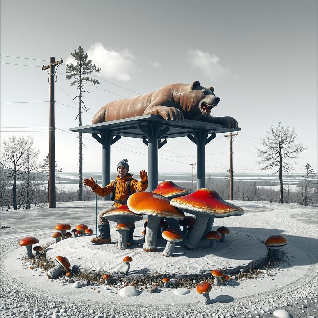 Giant Vinyl Hiker vs. Grizzly Bear