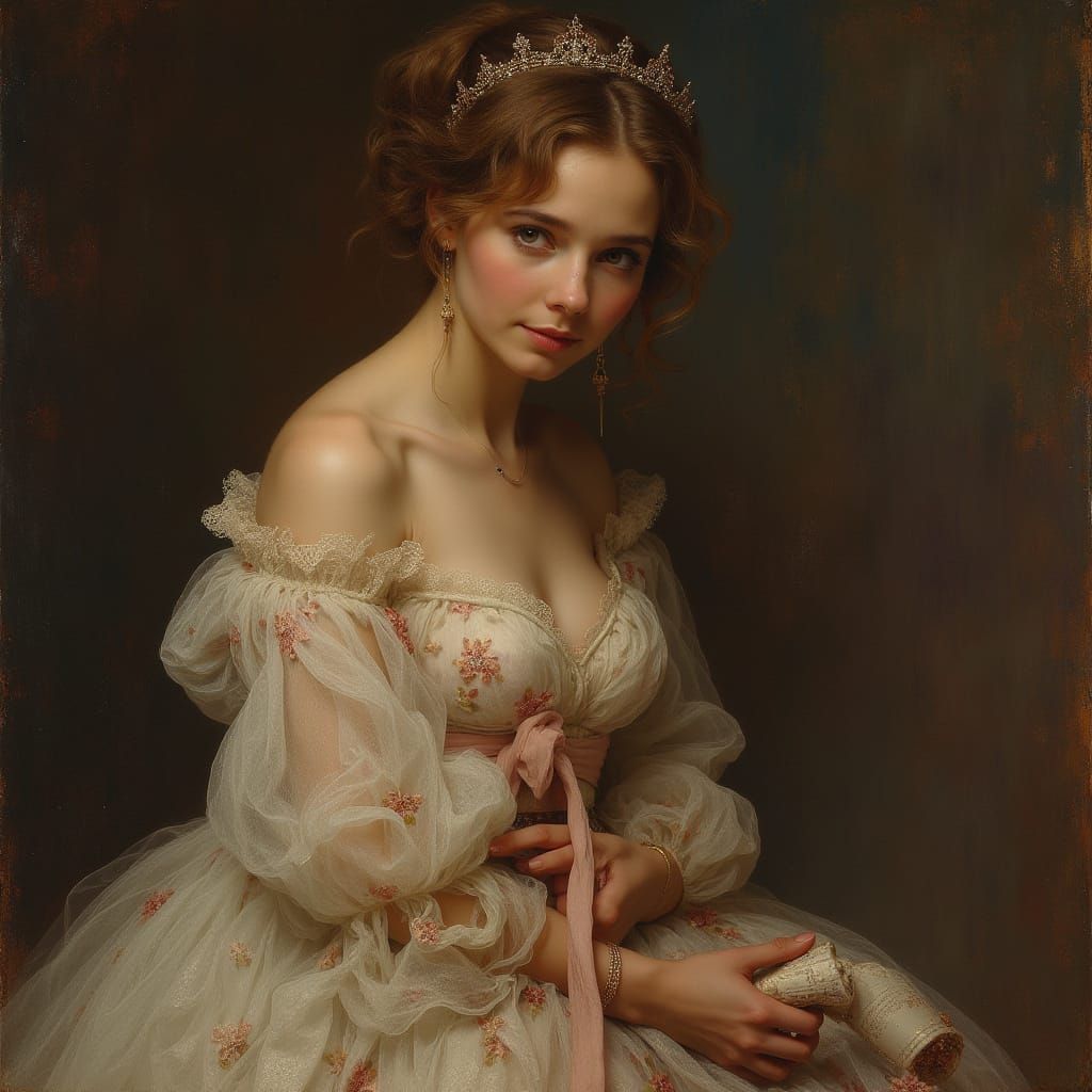 Elegant Woman in a Beautiful Nightgown