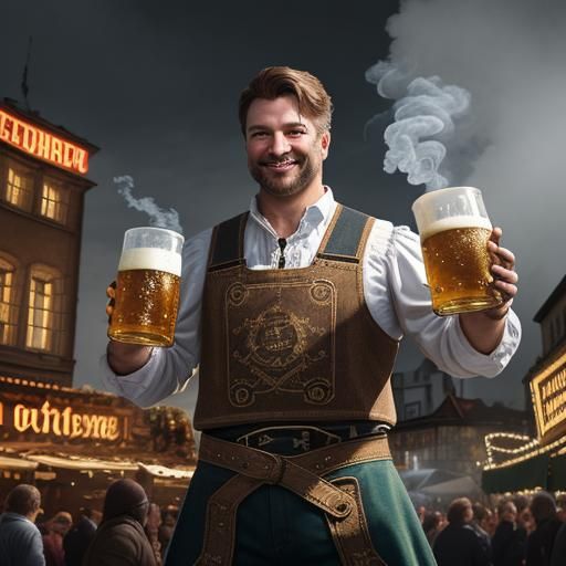 Bavarian Man Cheers Oktoberfest Celebration