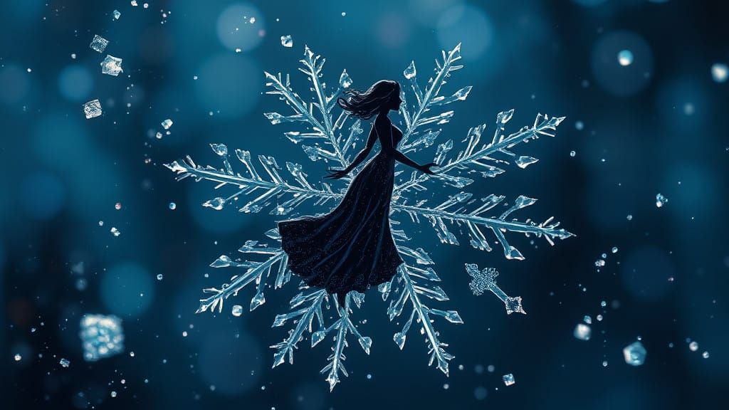 Whimsical Snowflake Vampire Woman in a Pre-Raphaelite Style