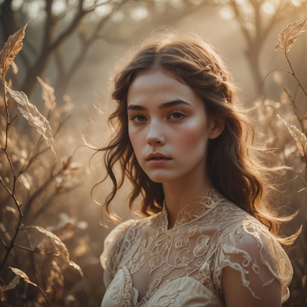 Ethereal Girl with Goosebumps: Surreal Oil Painting