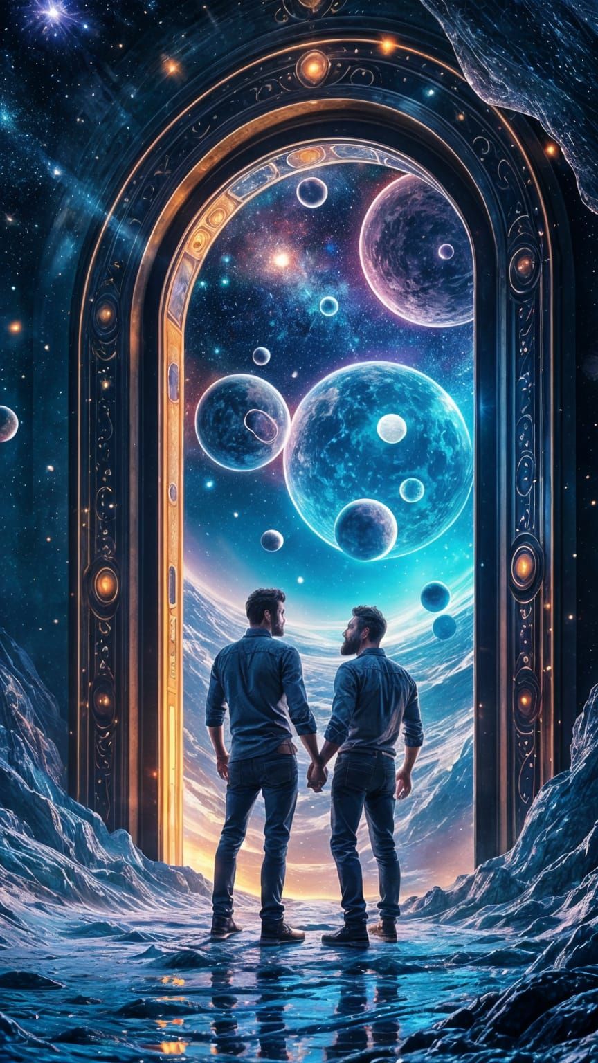 Attractive Men Unveil Cosmic Portal