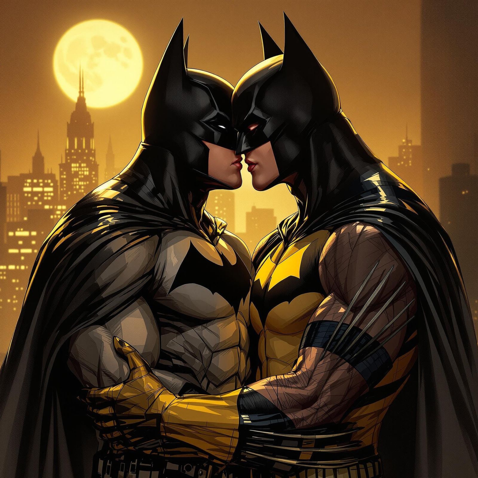 Swooning Batman and Wolverine Share a Passionate Kiss