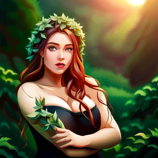 Beautiful Forest Princess Surrounded by Jungle Vines