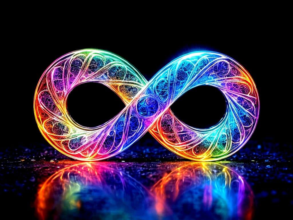 Psychedelic Rainbow Glass Infinity Symbol Sculpture