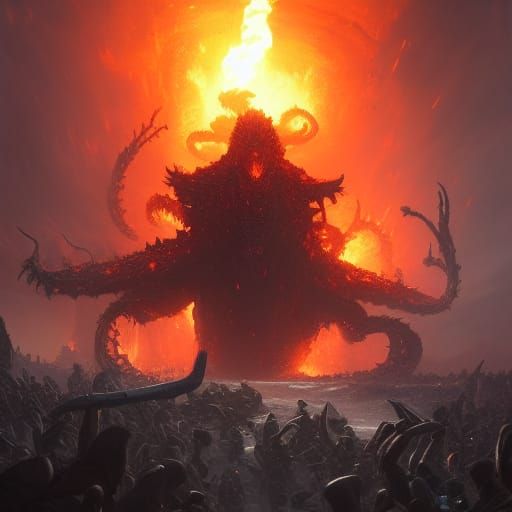 Shadow Hydra Setting Kingdom Ablaze: Dark Fantasy Art