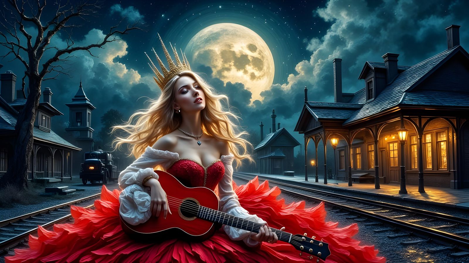Juice Newton as Queen of Hearts Singing at Train Station