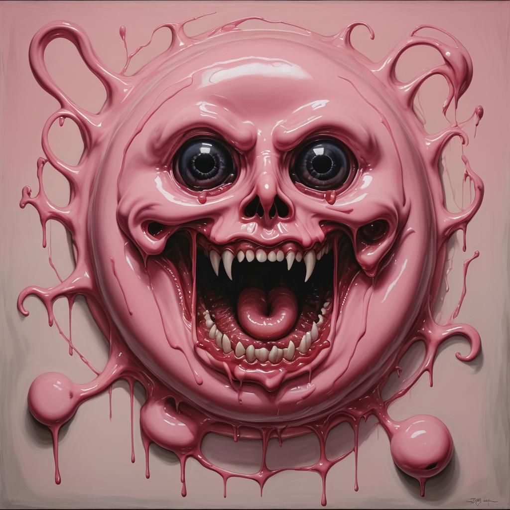 Angry Sentient Donut in Surrealist Oil Painting