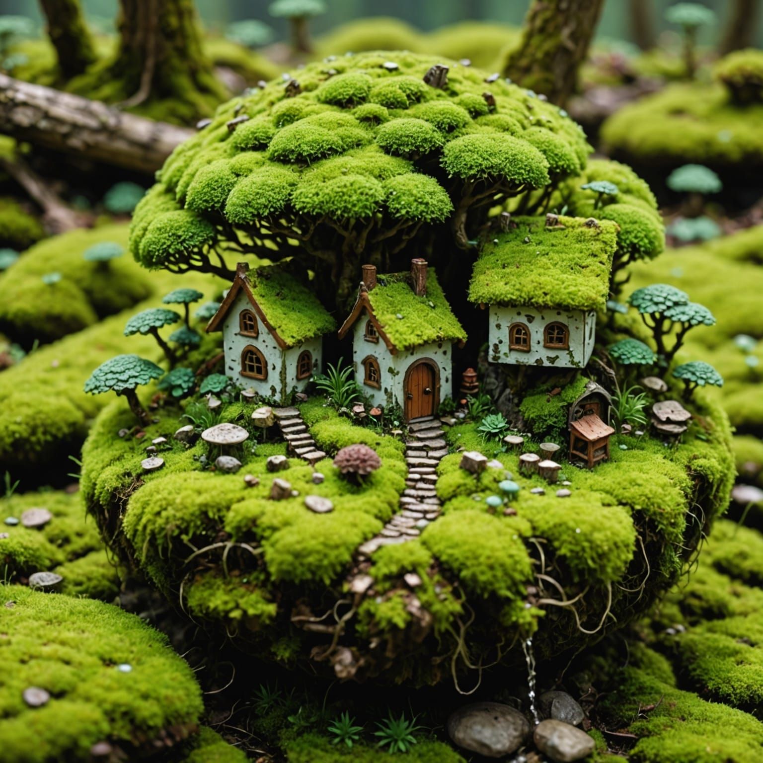 Enchanted Moss Microworld: A Fantasy Landscape