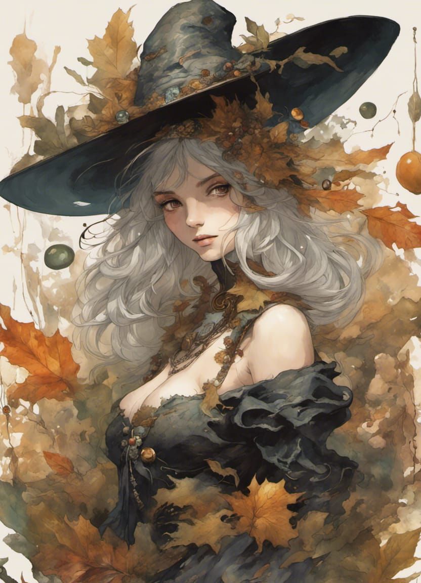 Beautiful Earth Witch Casting Magic on Autumnal Equinox