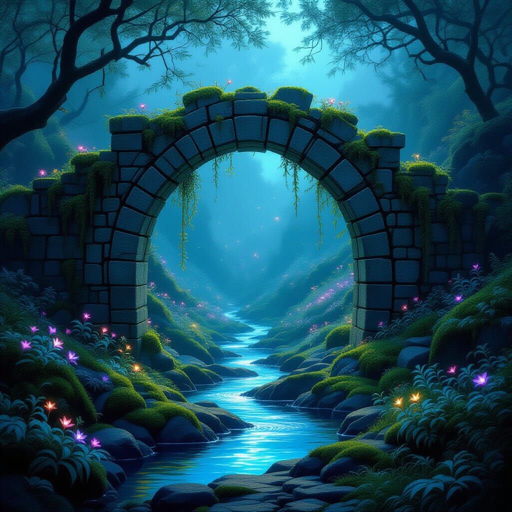 Hidden Valley Archway in Ethereal Twilight: Fantasy Concept ...