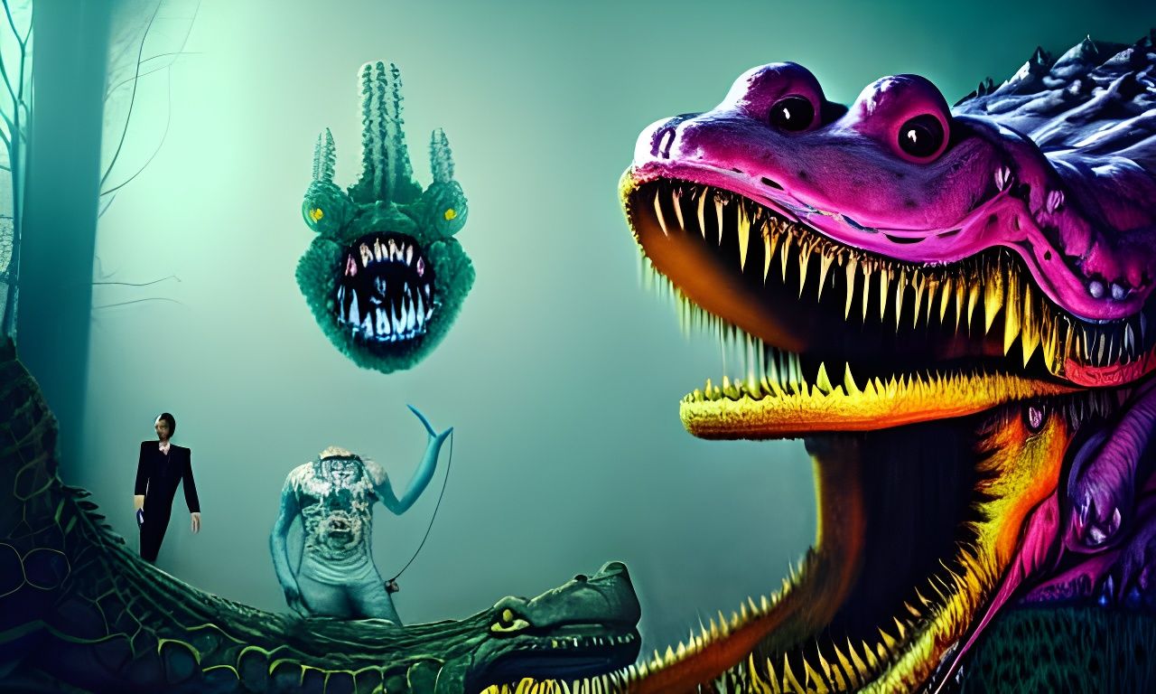 Psychedelic Crocodile Nightmare in Hypermaximalist Style