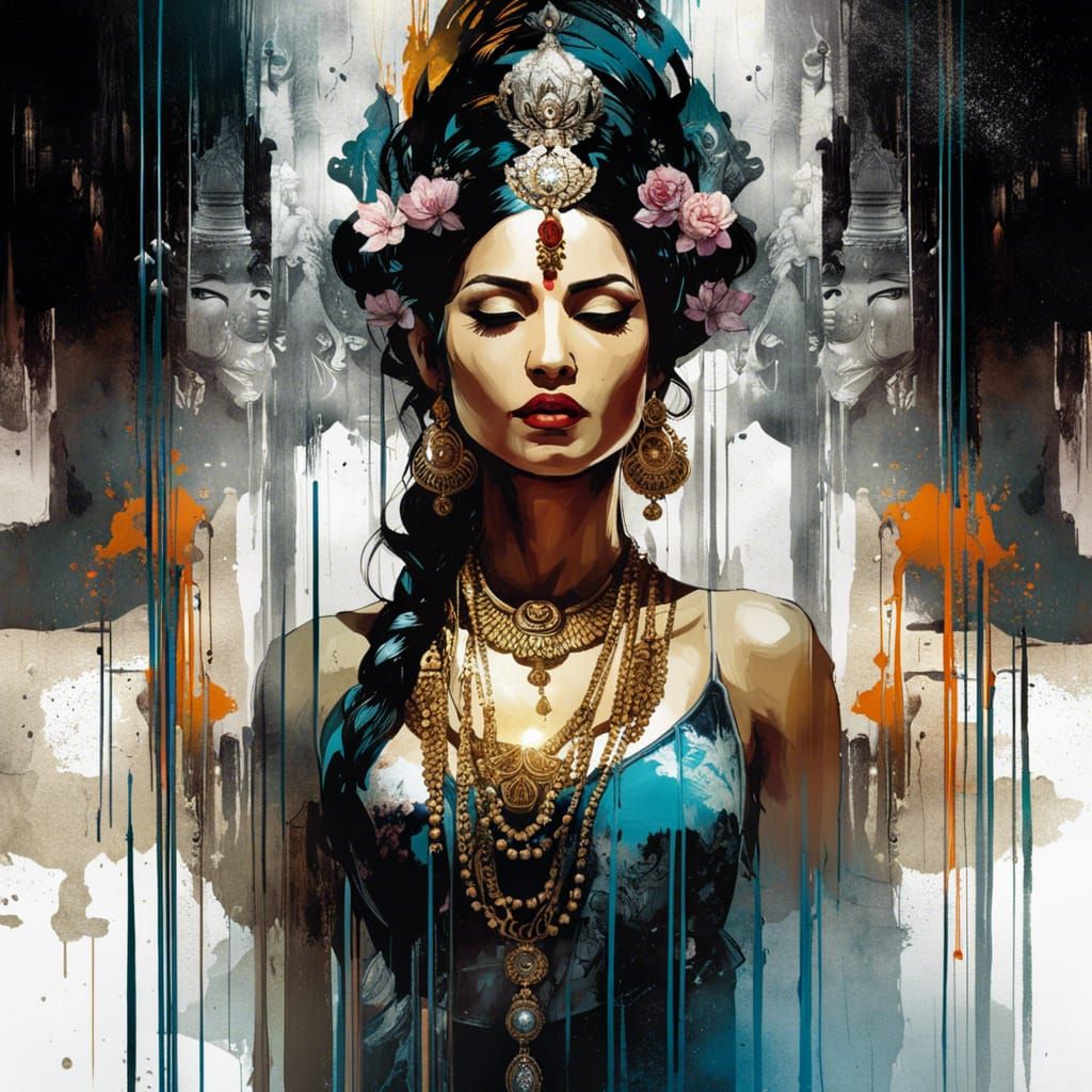 Goddess Lakshmi Gazing at Mirrored Reflection