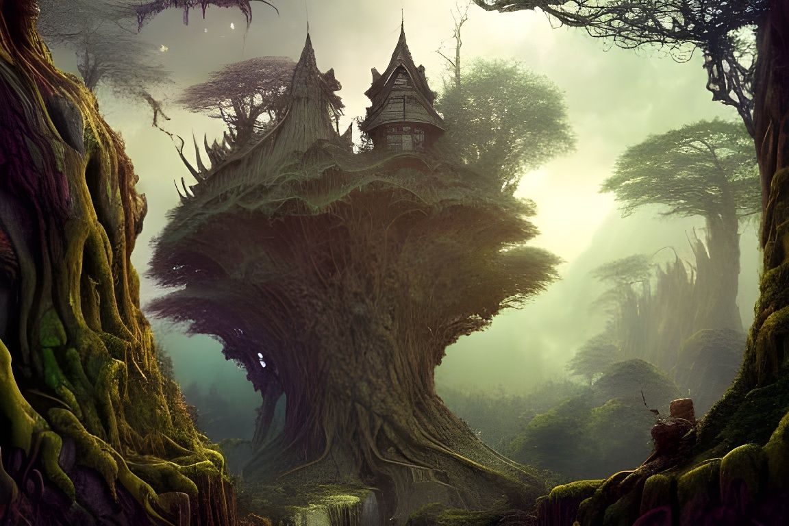 Eldritch Fantasy Kingdom: Detailed Aerial View