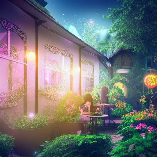 Mysterious Fairy Cafe Concept Art in Garden Setting