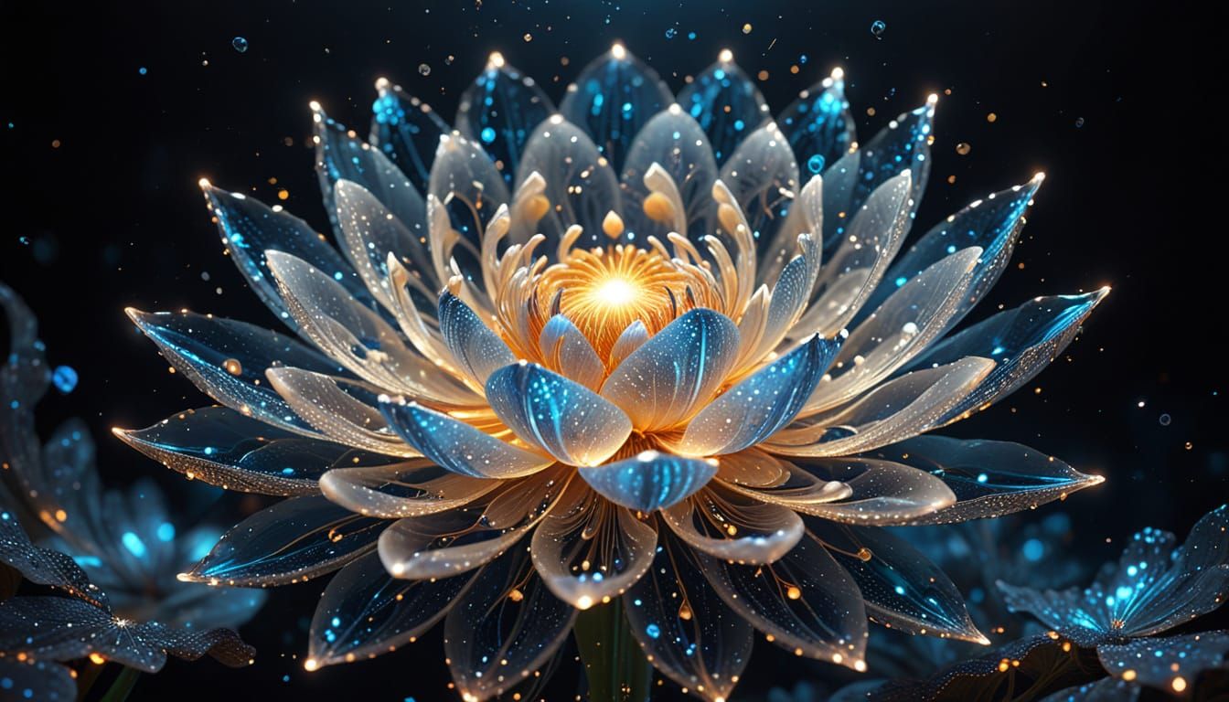 Ethereal Crystalline Lotus in Sci-Fi Fantasy Style