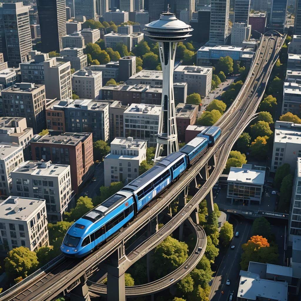 Space Needle and Monorail: Detailed Matte Painting