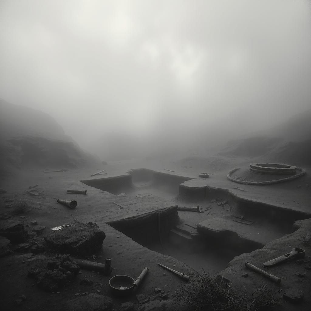 Ominous Archaeological Dig Site in a Dark Style